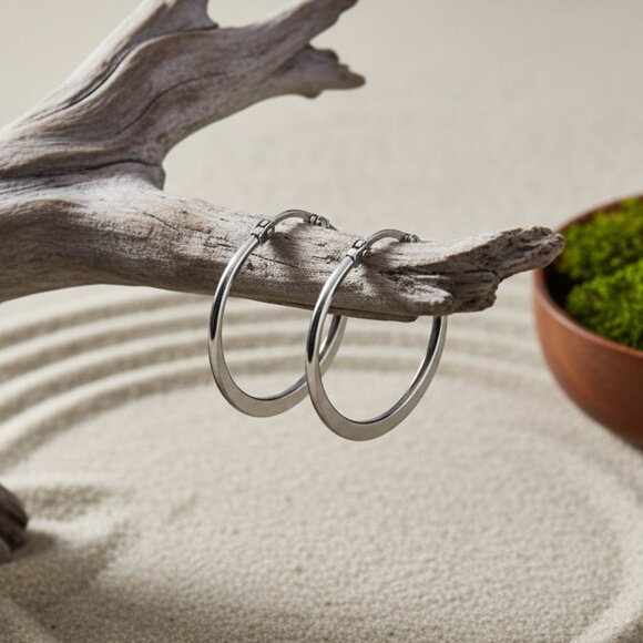 Minimalist 316L Stainless Steel Hoop Earrings | Trendy & Hypoallergenic Hoops - Picture 8 of 12